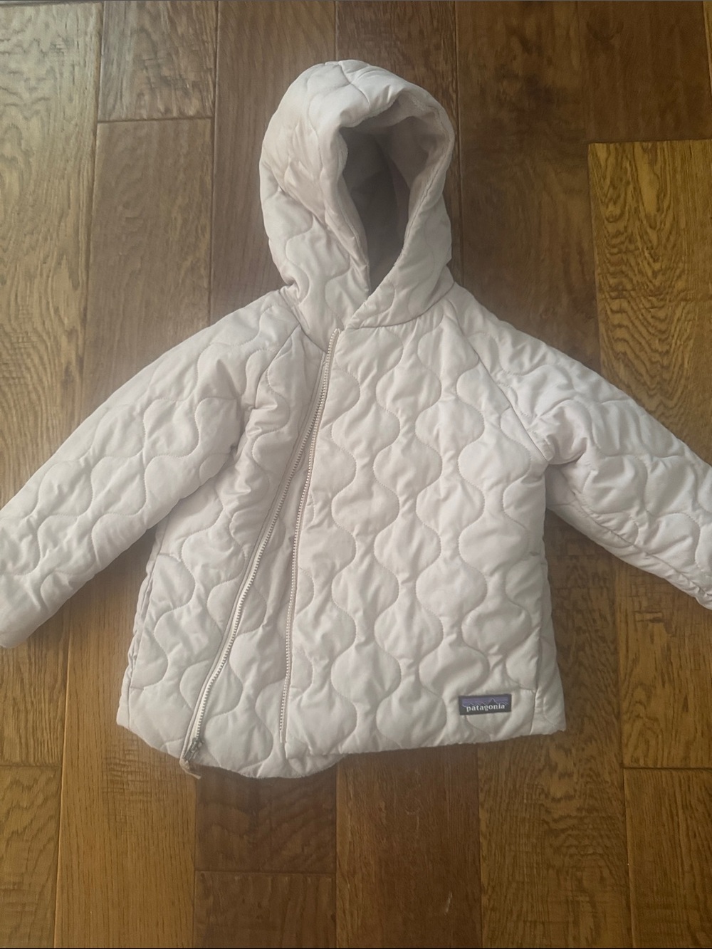 Patagonia Girls' Pale Pink Quilted Hooded Puffer Jacket
